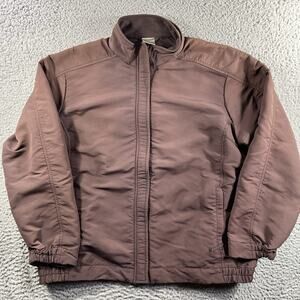Vintage Nike Jacket Youth Large L 12-14 Brown Fleece Lined Nylon Full Zip Swoosh